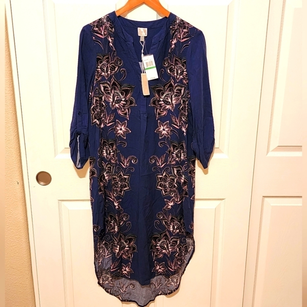 Cupio Midi Shirtdress Size Large Blue Purple